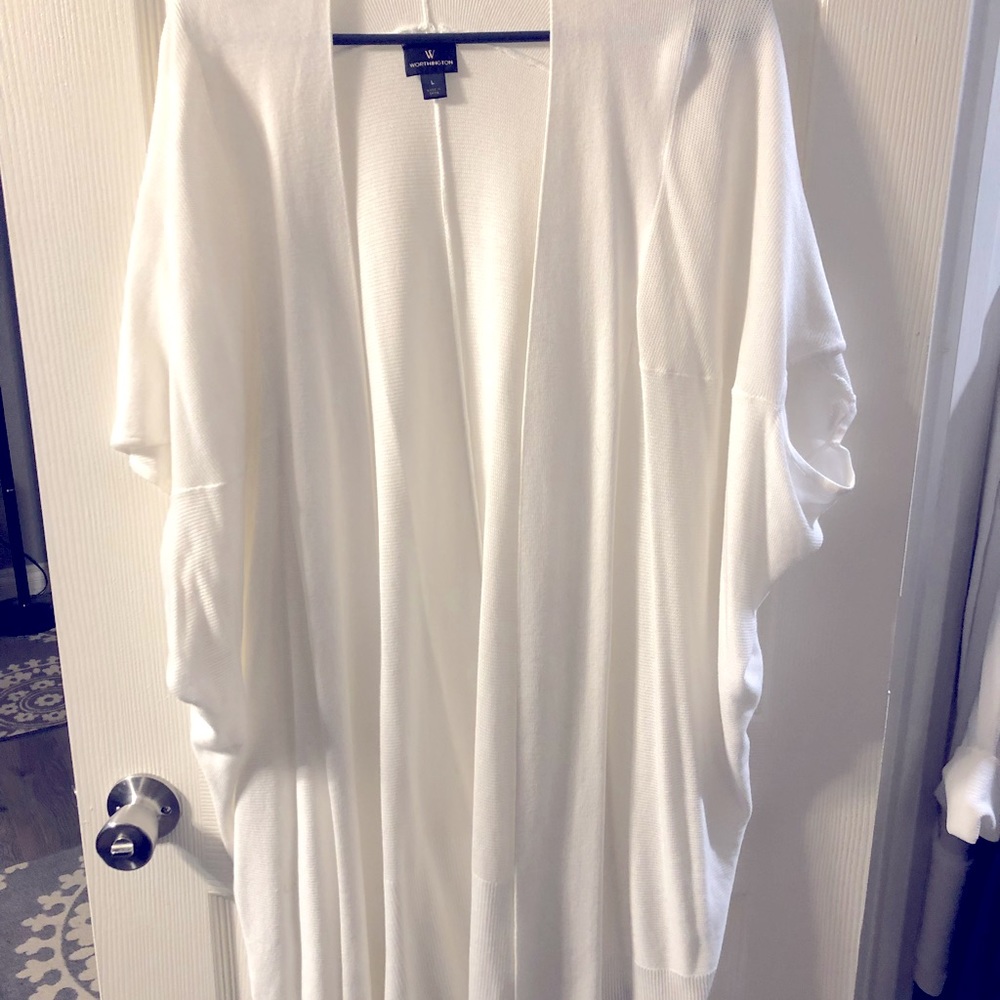 White Long draped Cardigan